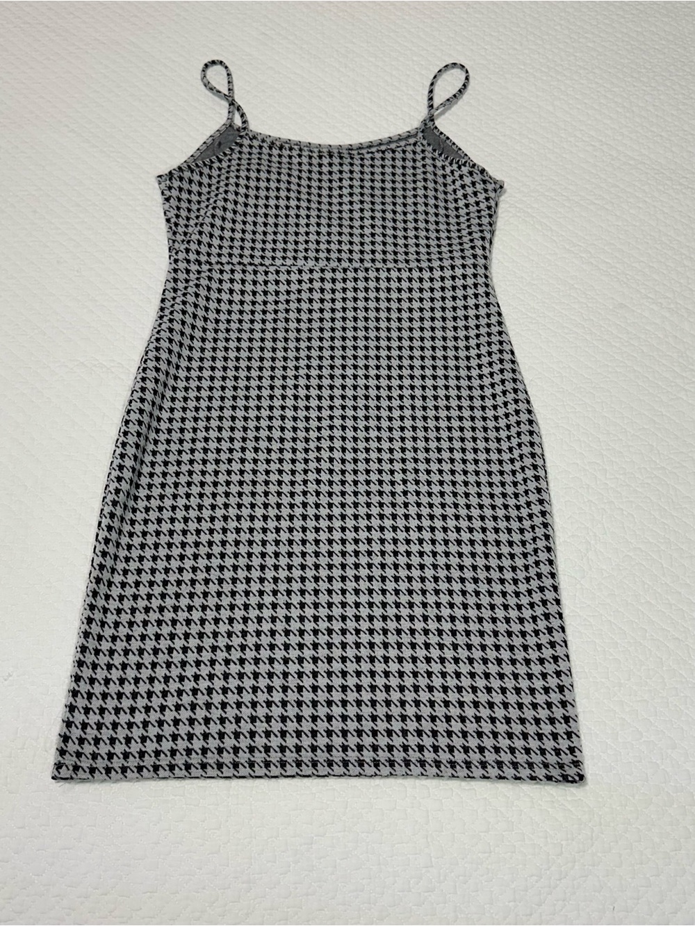 Haley & June Gingham Spaghetti-Strap Mini Dress in Black and White
